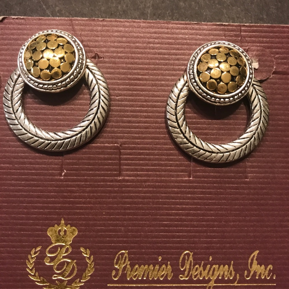 Premier Designs Silver & Gold Circle Earrings